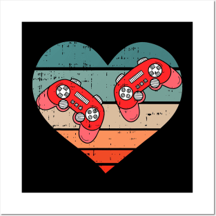 Video-game Controller Heart Valentines Day Cool Gaming Gamer Posters and Art